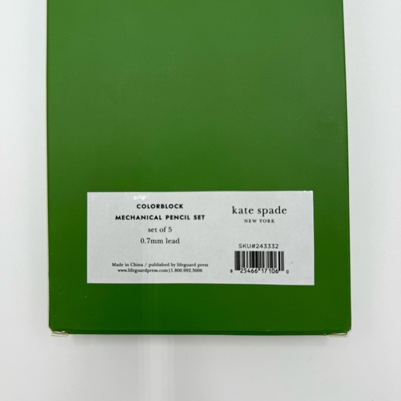 NWT kate spade Mechanical Pencil Set Cream with Various Color Tops, Set of 5 - Picture 5 of 5